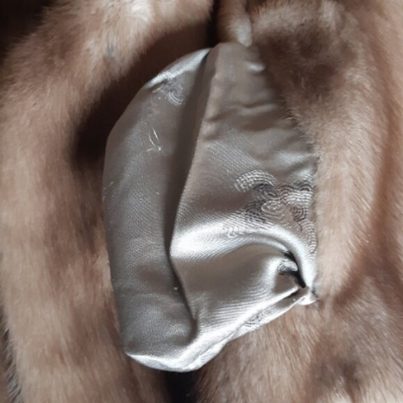 1960s Kosky Beige Mink Vintage Fur Shawl CollarJacket Coat - Picture 12 of 13